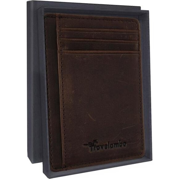 Slim Wallet Front Pocket Minimalist Crazy Horse Coffee